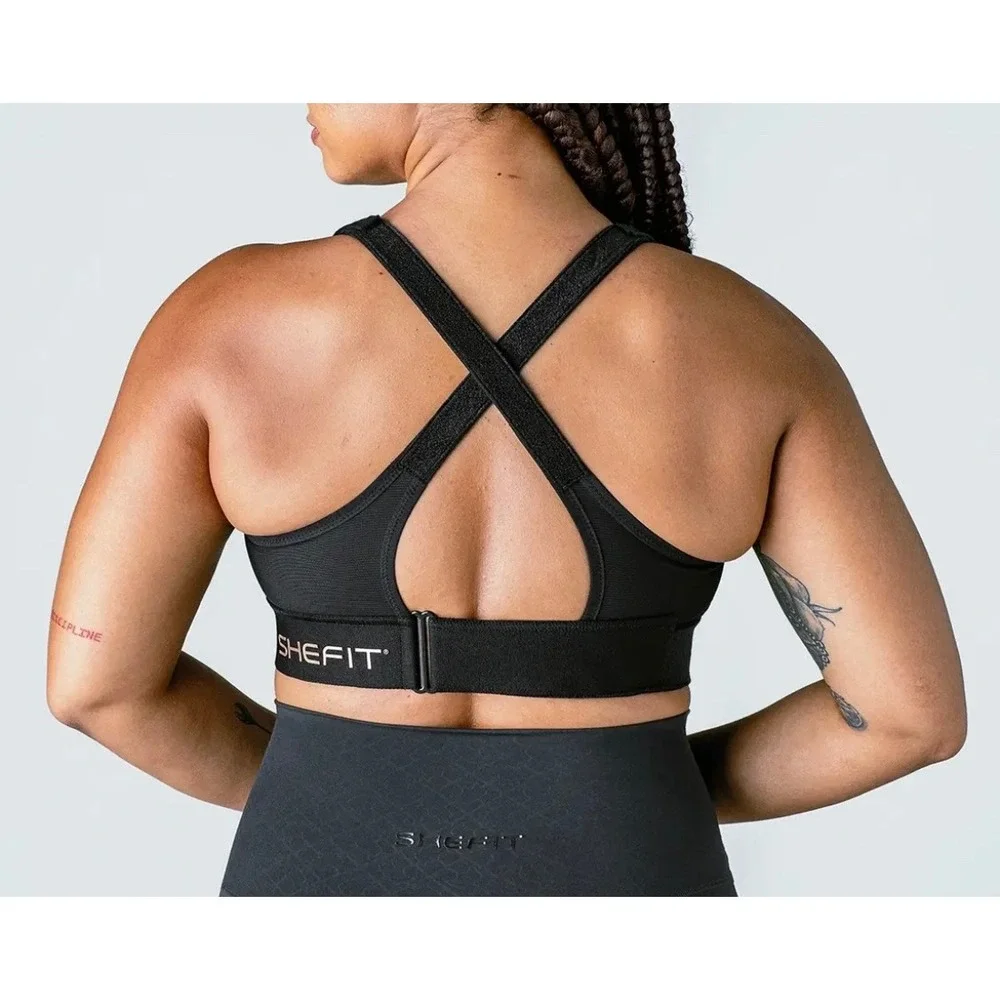 Shefit Ultimate Sports Bra Black‎ High Impact Adjustable Front Zip 3Luxe 110002